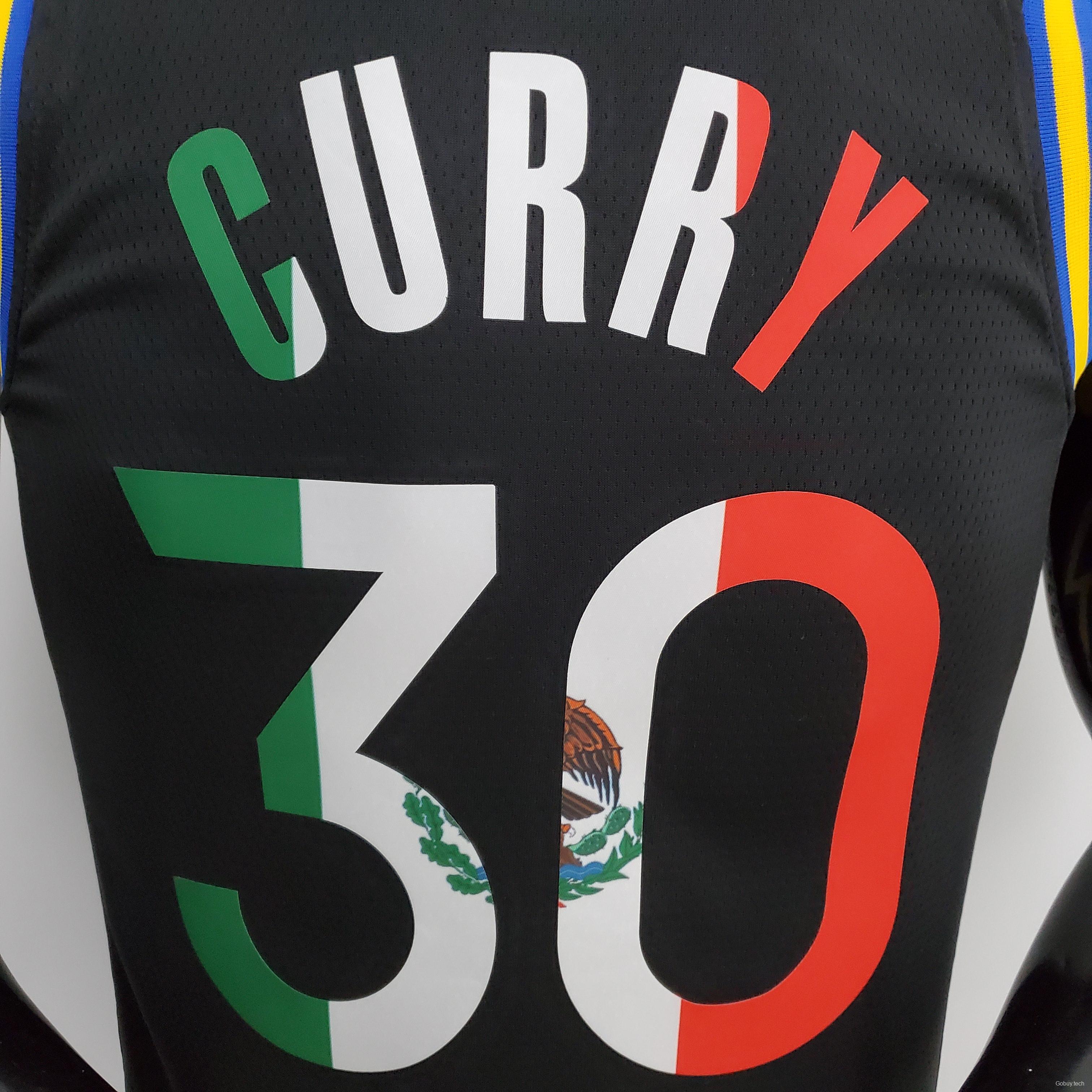 2022 75th Anniversary Golden State Warriors Curry #30 Mexico Edition Black NBA Jersey