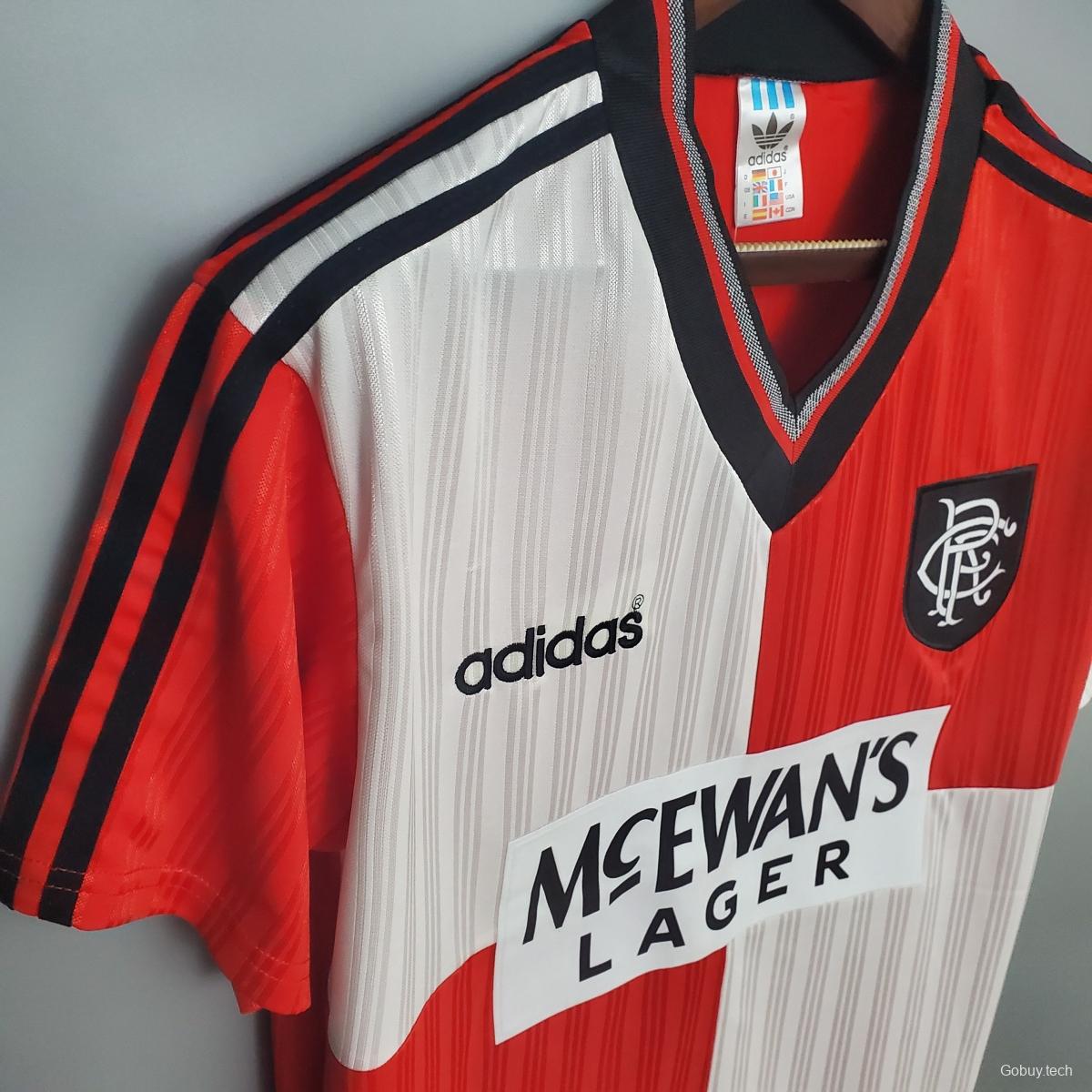 Retro 95/96 Rangers Red and White Soccer Jersey