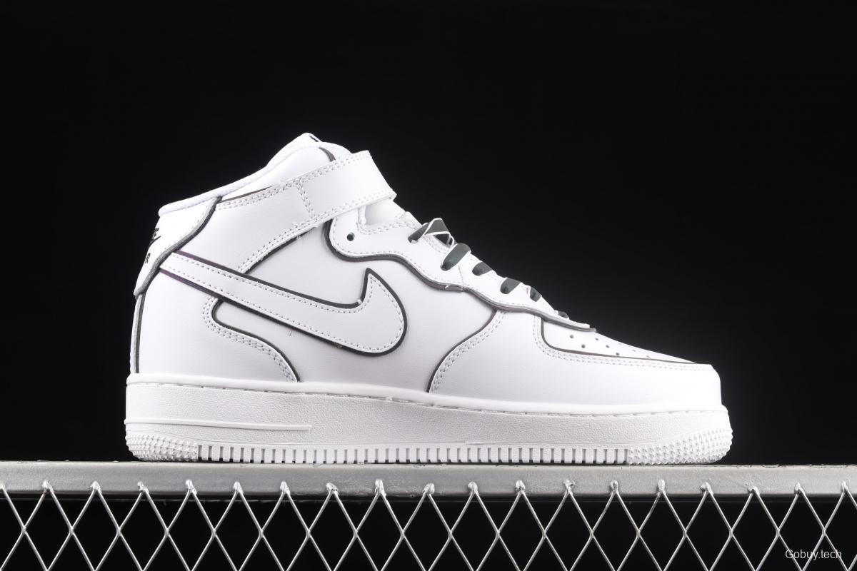 NIKE Air Force 1' 07 Mid laser white 3M reflective medium-help leisure sports board shoes 368742-810