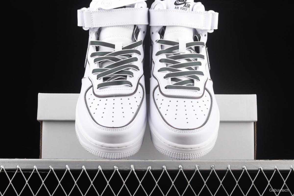 NIKE Air Force 1' 07 Mid laser white 3M reflective medium-help leisure sports board shoes 368742-810