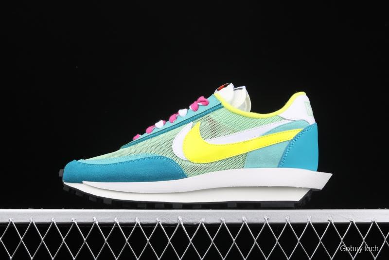 Sacai x NIKE LVD Waffle Daybreak co-signed catwalk style net gauze leather splicing double hook Swoosh running shoes BV0073-600