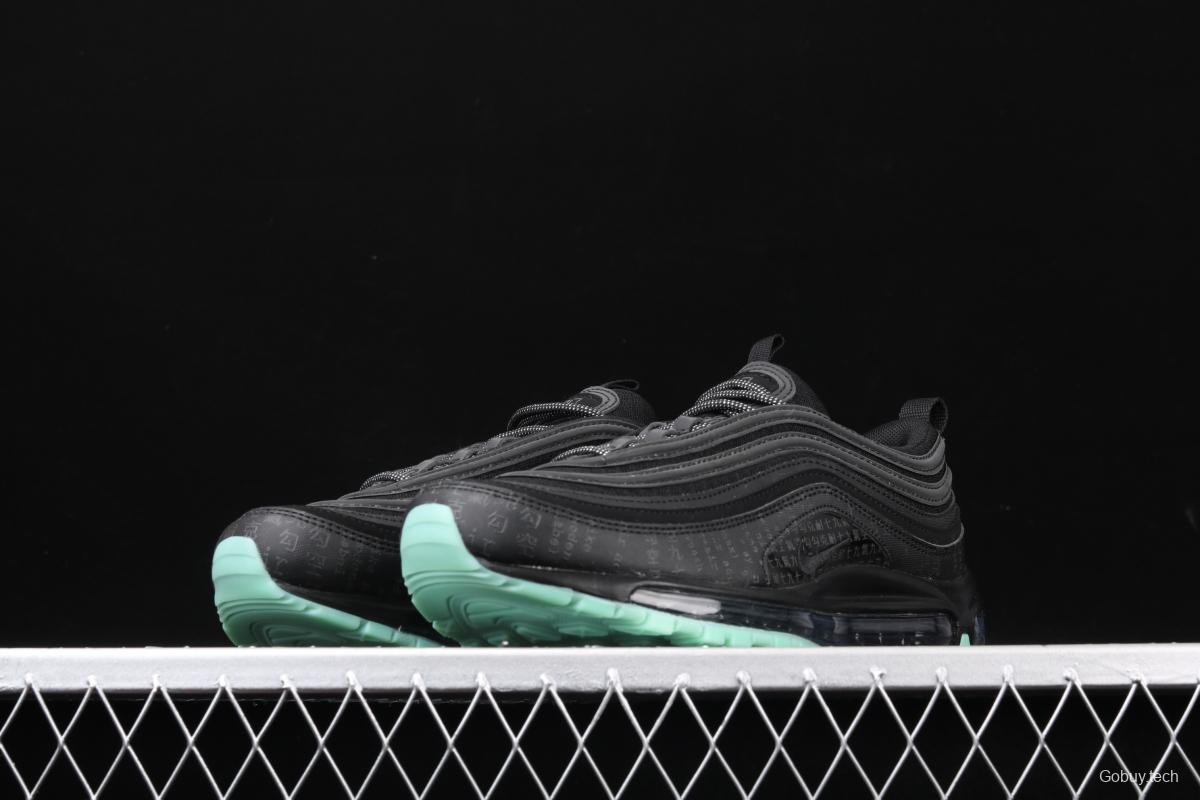 NIKE Air Max 97 GLOW black and green luminous bullet air cushion running shoes 921826-017