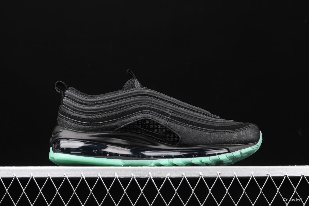 NIKE Air Max 97 GLOW black and green luminous bullet air cushion running shoes 921826-017