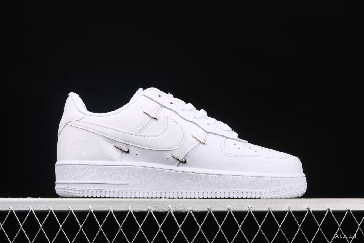 NIKE Air Force 11607 Low All white joint name small silver hook low-top casual board shoes CT1990-100