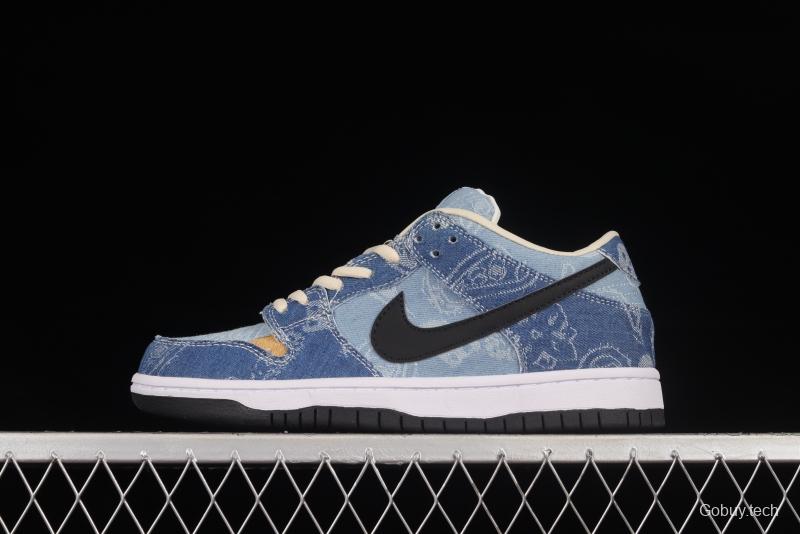 Circlecustom x NIKE DUNK Low co-branded custom cashew denim low-top skateboard shoes BQ6817-168