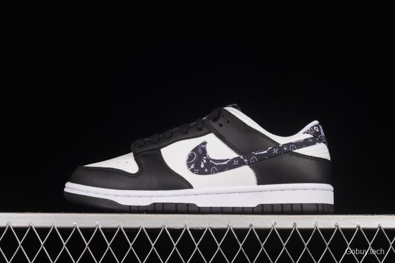 NIKE SB DUNK Low Black Paisley Black and White Panda Cashew Flower SB Buckle Shredded Backboard Fashion Casual Sneakers DH4401-100