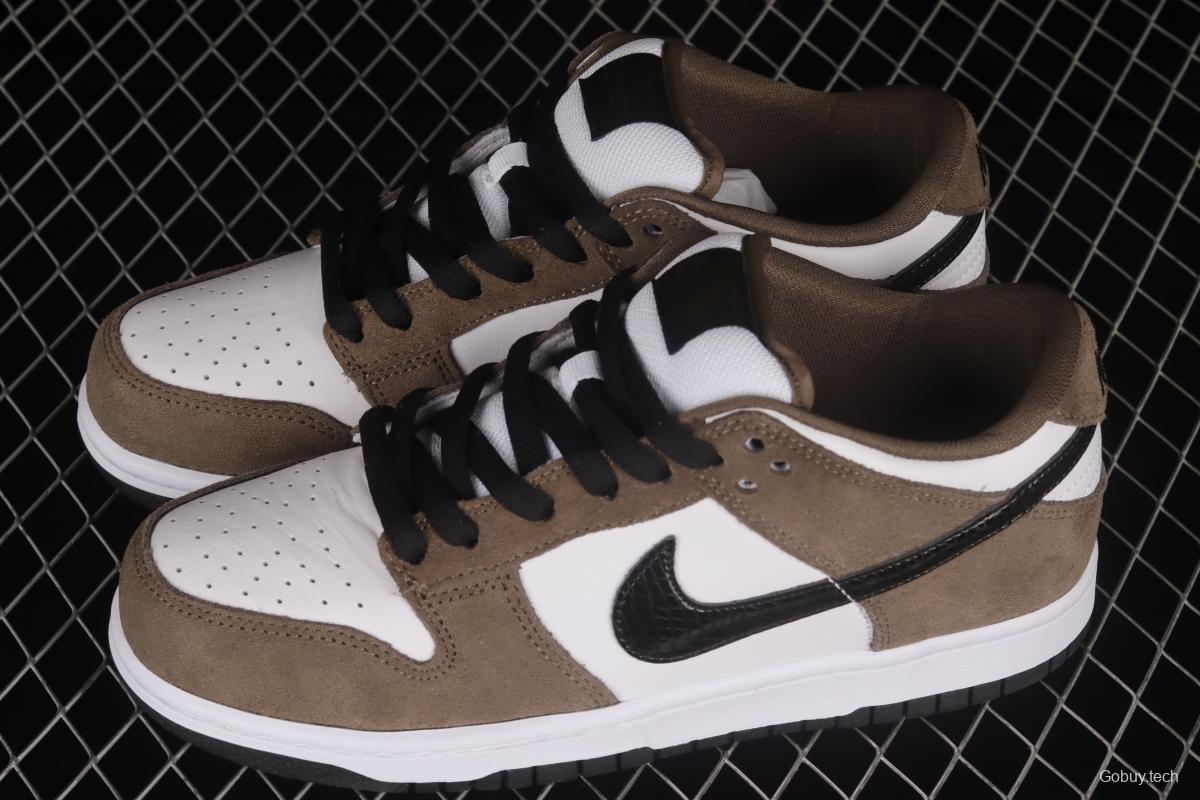 NIKE SB DUNK Low Pro Trail End Brown Furn Brown White Black Snake Print Dunk Series Low Top Casual Sports Skateboard Shoes 304292-102