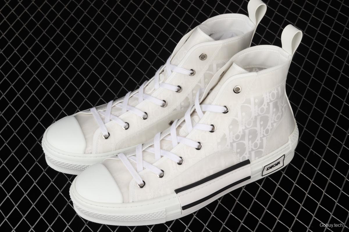 Authentic Dior B23 Oblique High Top Sneakers Dior CD ghosting high upper board shoes 3SH118YJR 063 White