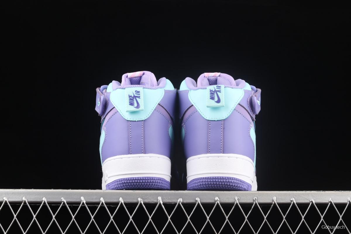 NIKE Air Force 1 Mid sells blue and purple color Zhongbang leisure board shoes CV3039-107overseas