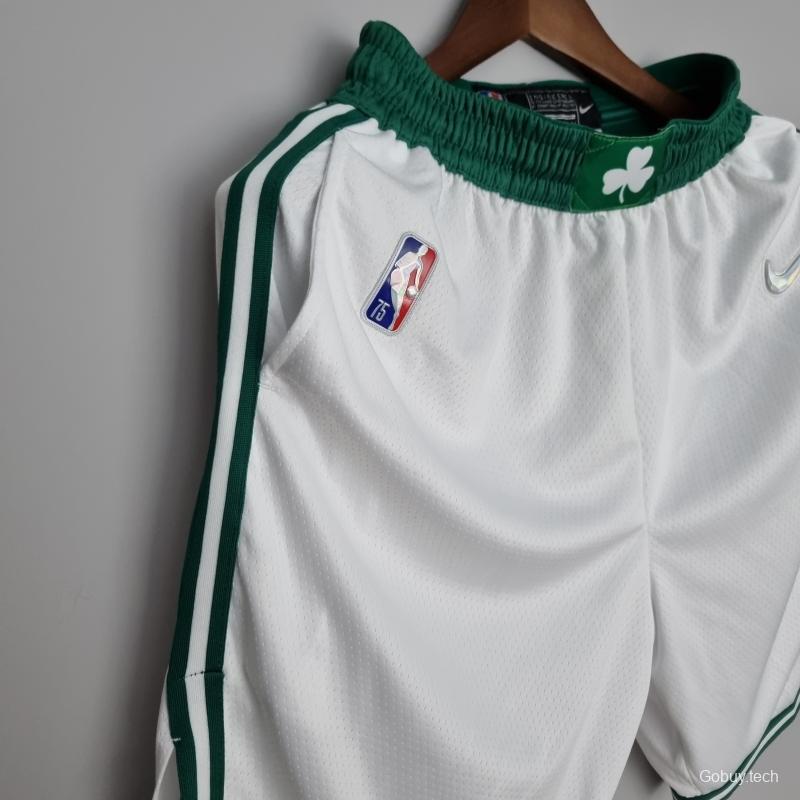 75th Anniversary Boston Celtics White NBA Shorts