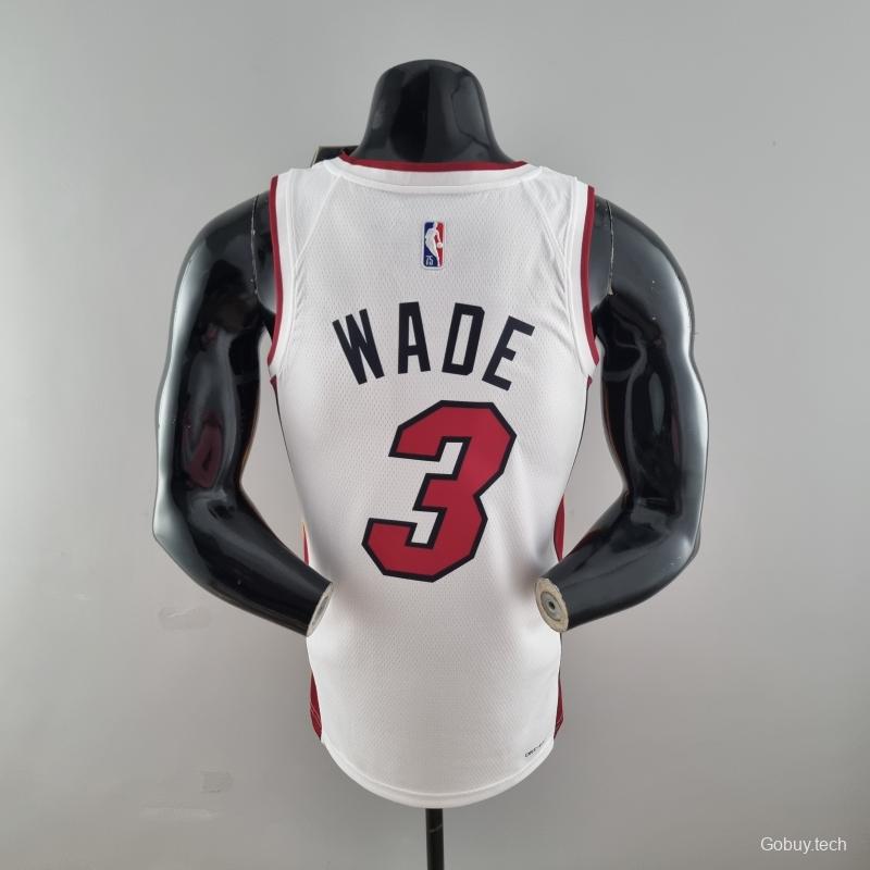 75th Anniversary Miami Heat WADE #3 White NBA Jersey