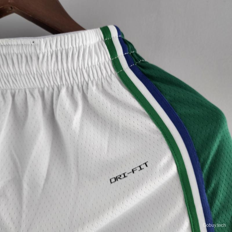 2022 Dallas Mavericks Urban Edition NBA Shorts White Green Trim