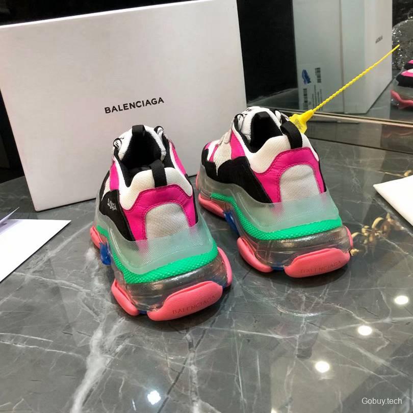 Men/Women Balenciaga Triple S MutiColor Clear Sole Black/Pink Sneaker Item 6380380