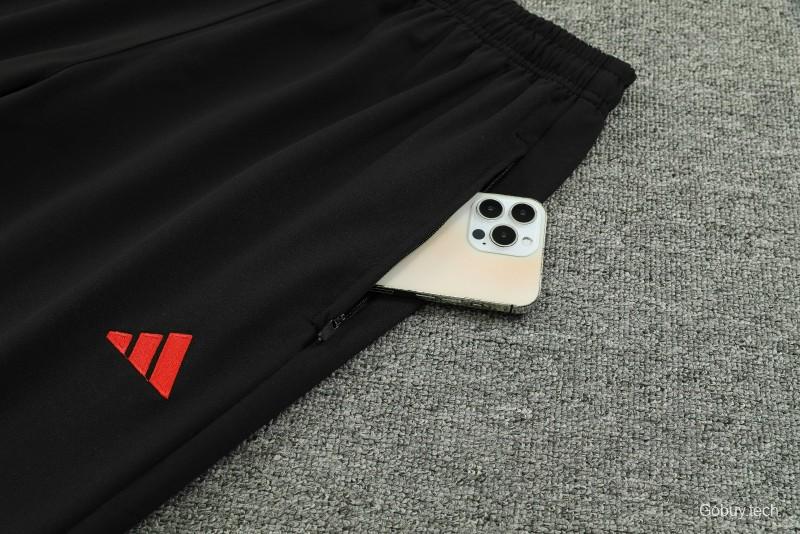 23/24 Manchester United Black Hoodie Half Zipper Jacket+ Pants