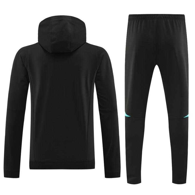 23/24 Manchester United Black Hoodie Half Zipper Jacket+ Pants