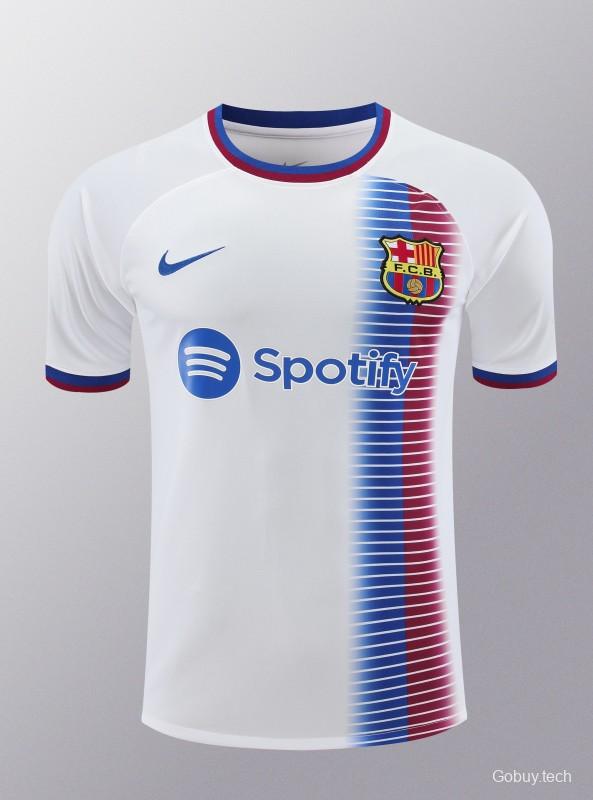 23/24 Barcelona White Short Sleeve Jeresy+Shorts