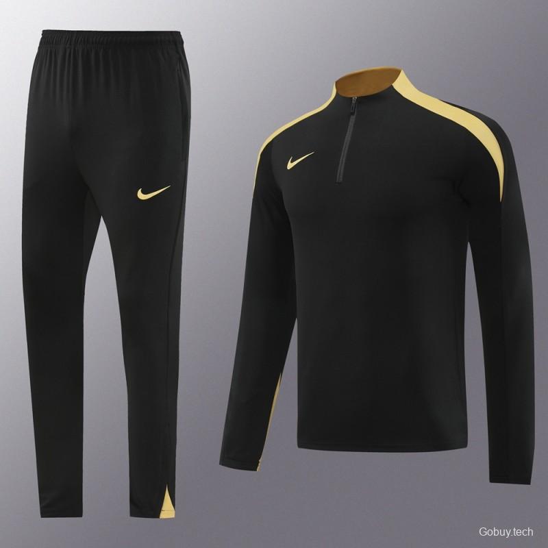 24/25 Nike Black/Golden Half Zipper Jacket+Long Pants