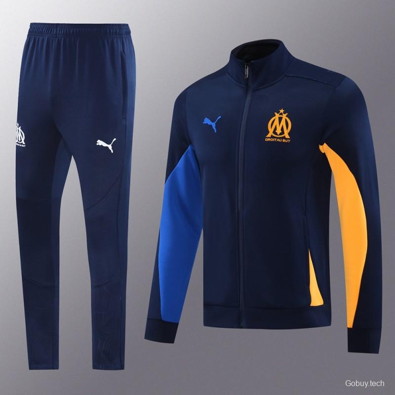 24/25 Olympique Marseille Navy Full Zipper Jacket +Long Pants