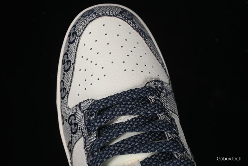 Nike SB Dunk Low Gucci Collaboration - Dark Blue Anniversary High-End Custom Low-Top Casual Skate Shoes - BB9676-313