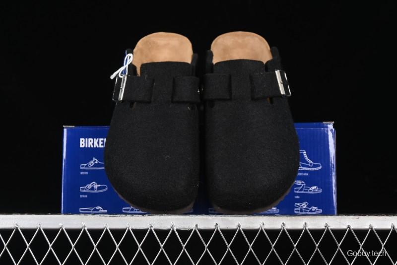 Birkenstock Half Open Toe Sandals with Smokeless Coal Wool Upper - G.D4