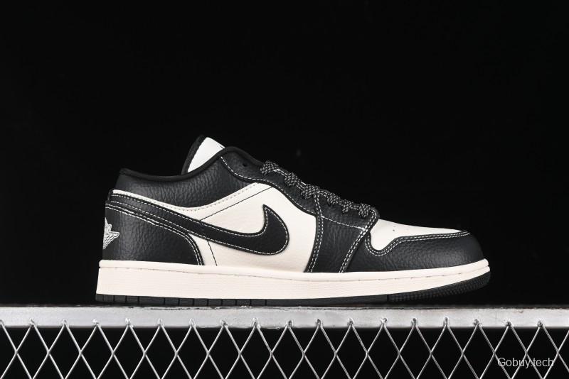 Nike Air Jordan 1 Low Stussy Collaboration - Black Sail Stitched Retro Basketball Shoes - CF3688-023