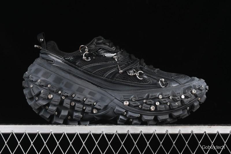 Balenciaga Defender Rubber Platform Sneakers Low-Top Combat Outdoor Shoes with Studded Design and Exaggerated Tire Tread Sole - W2RAG1081