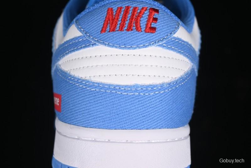 Nike SB Dunk Low Supreme Collaboration - Woven Blue Swoosh Anniversary Custom Low-Top Casual Skate Shoes - KK1888-015