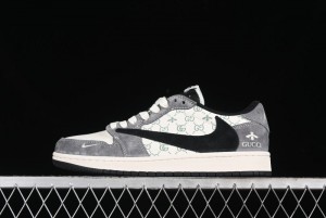 Nike Travis Scott x Fragment Design x Air Jordan 1 Low OG SP AJ1 Gucci Collaboration - Black Hook Dragonfly Low-top Casual Sneakers - SJ2068-137
