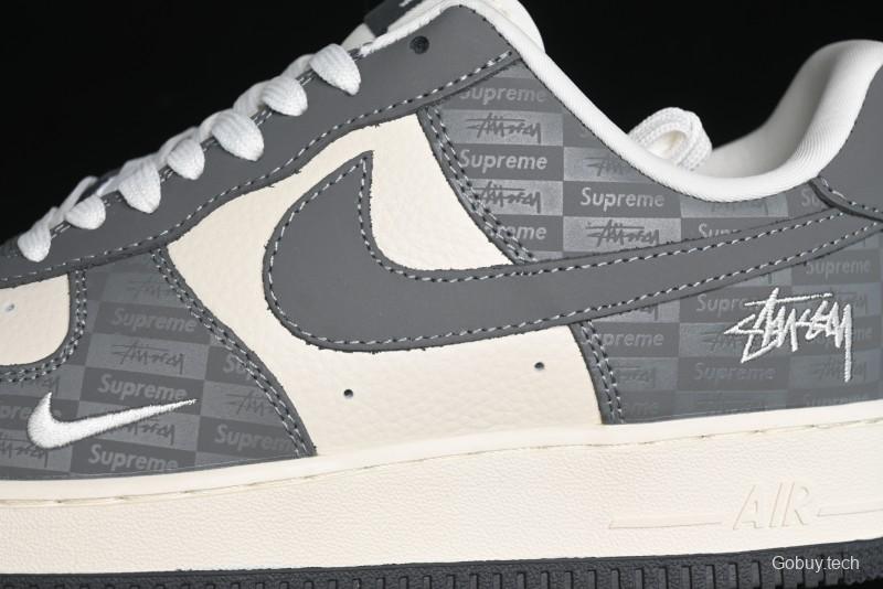 Nike Air Force 1 '07 Low Stussy Collaboration - Light Bone Shadow Low-Top Casual Sneakers - DF0180-008