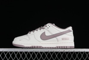 Nike Supreme SB Dunk Low Custom High-End Casual Skateboarding Shoes with Light Pink Colorway - RM2308-331