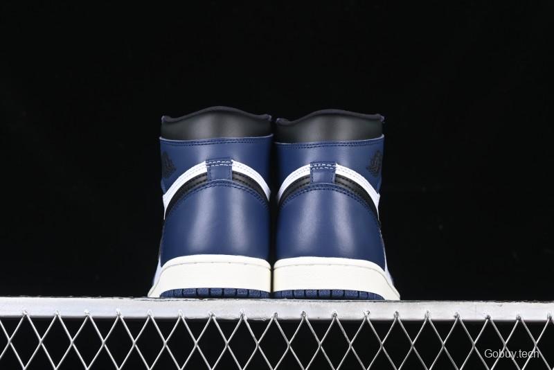 Nike Air Jordan 1 High OG "Midnight Navy" Basketball Shoes with Full Leather Construction - DZ5485-401