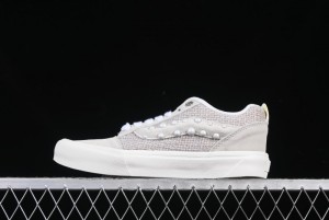 Vans Knu Skool Pearl White Grey Low Top Casual Skate Shoes - VN0007QDBGE