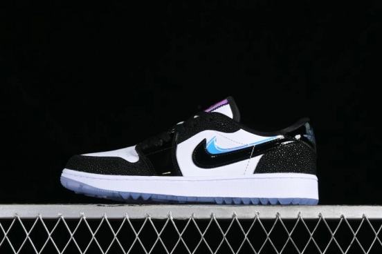 Nike Air Jordan 1 Low Golf AJ1 Golf Shoes with Laser Leather Black Double Hook - FZ4159-100