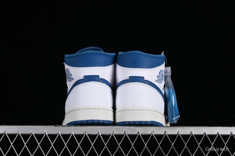 Nike Air Jordan 1 Mid Industrial Blue Basketball Shoes with Air Cushion - FN5215-141