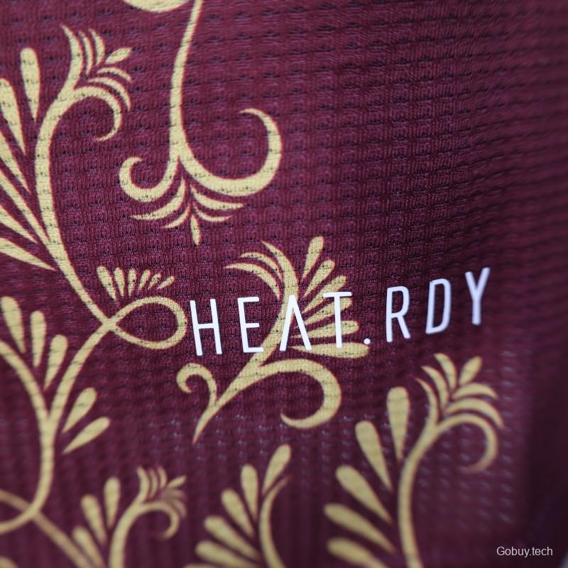 Player Version 2025 Algeria Burgundy with Gold Ornamental Pattern Jersey