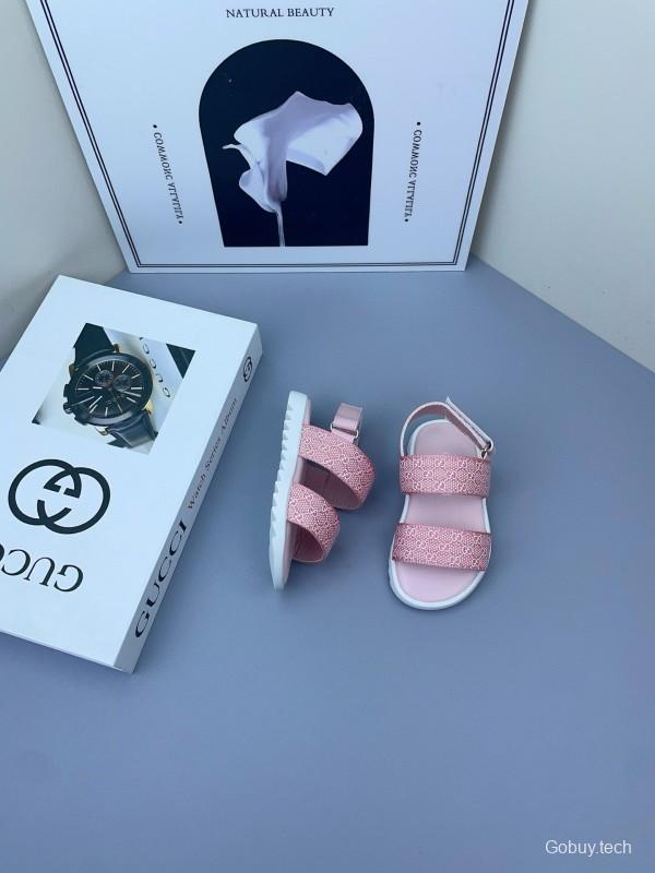 2025 Kids Gucci Black Pink Fabric Sandals