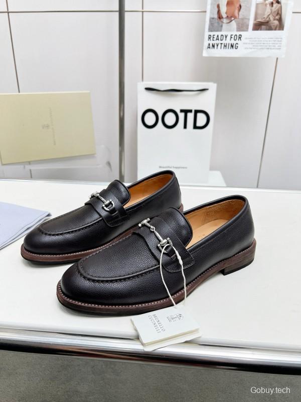 2024 Men Brunello Cucinelli Black Leather Loafers