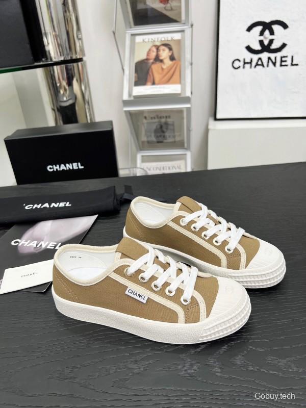 2025 Women Chanel Brown Canvas Sneakers LY00230