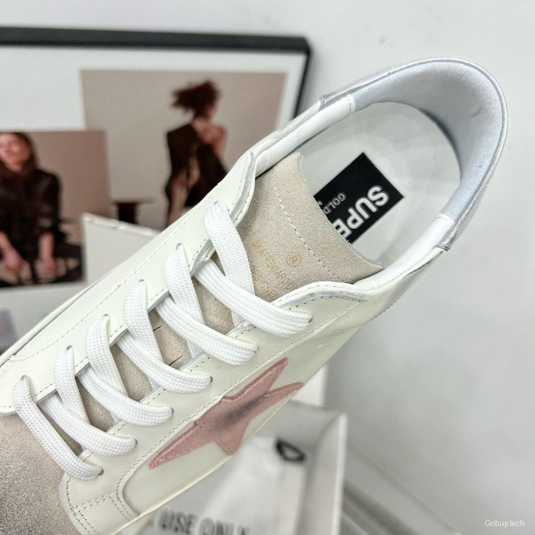 2025 Women GGDB White Pink Leather Sneakers