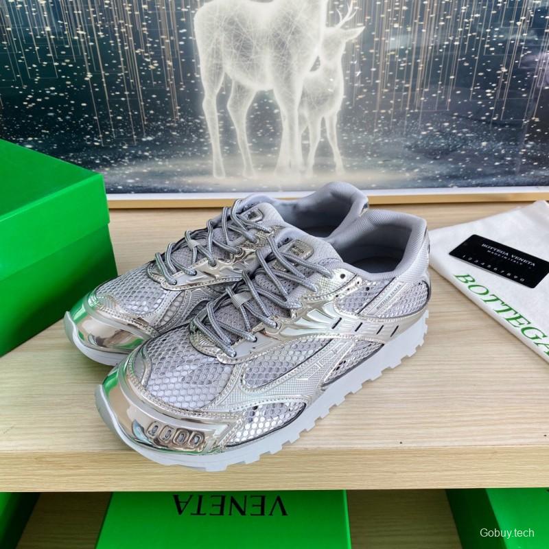 2025 Unisex Bottega Veneta Silver Grey Mesh TPU Runner Sneakers LY00310