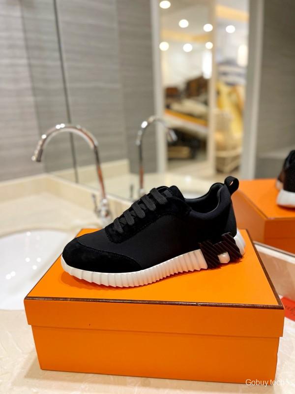 2024 Men Hermès black fabric sneakers MJ00320