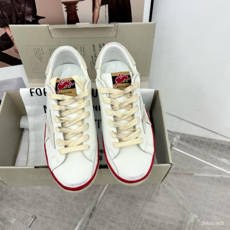 2025 Unisex GGDB White Red Original Leather Sneakers
