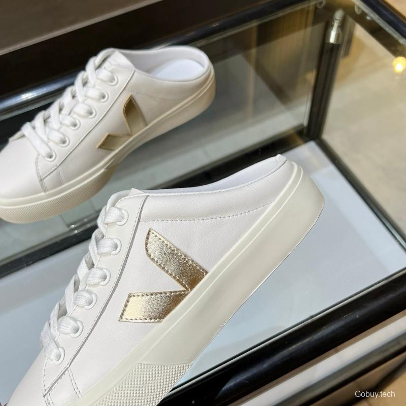2025 Women VEJA White Canvas Leather Sneakers Slip-On Casual MJ00240