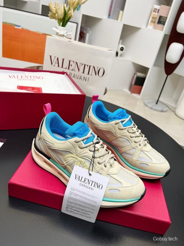 2024 Unisex Valentino Blue Beige Mesh TPU Sneakers Vlogo LY00410
