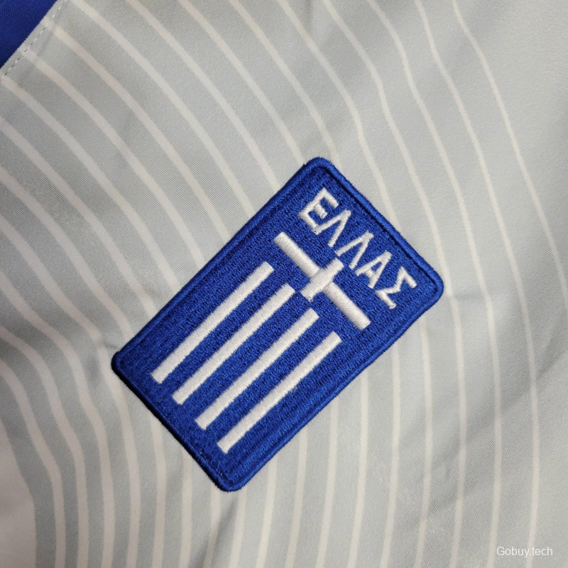 2025 Greece Jacket White/Blue Windbreaker