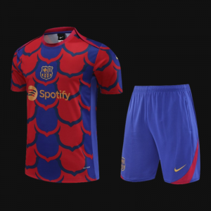 23/24 Barcelona Academy Pro Pre-Match Blue Cotton Short Sleeve Jersey+Shorts