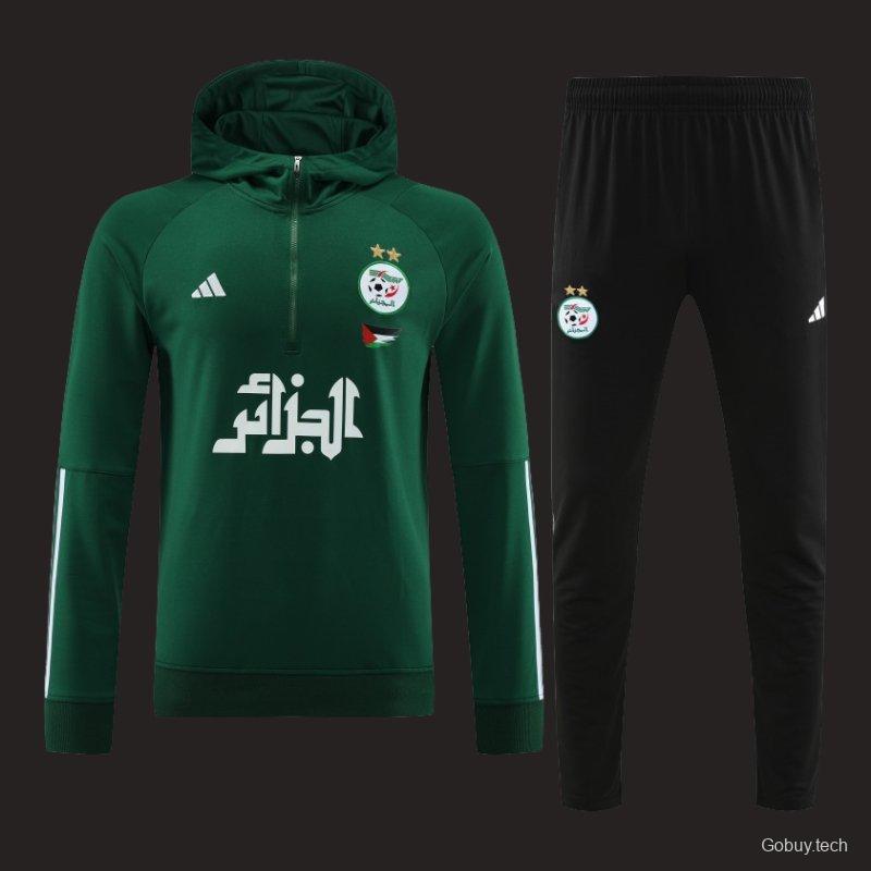 2024 Algeria Green Hoodie  Full Zipper Hoodie Jacket+Pants